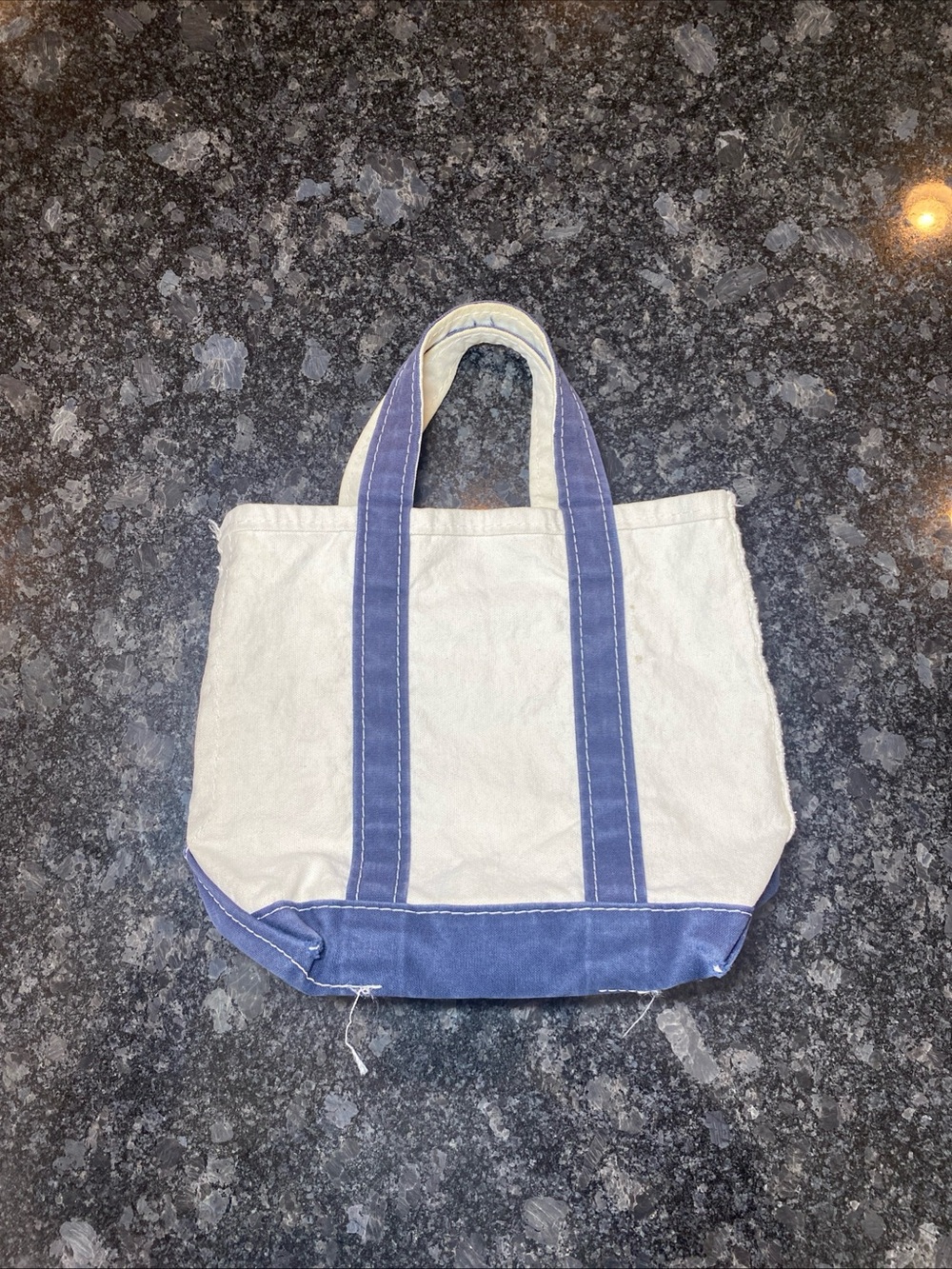 L.L. Bean Mini Tote Bag Boat Bag Navy Blue & Natural